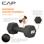 CAP Barbell 20 LB Neoprene Dumbbell Hand Weights - Pair | Black