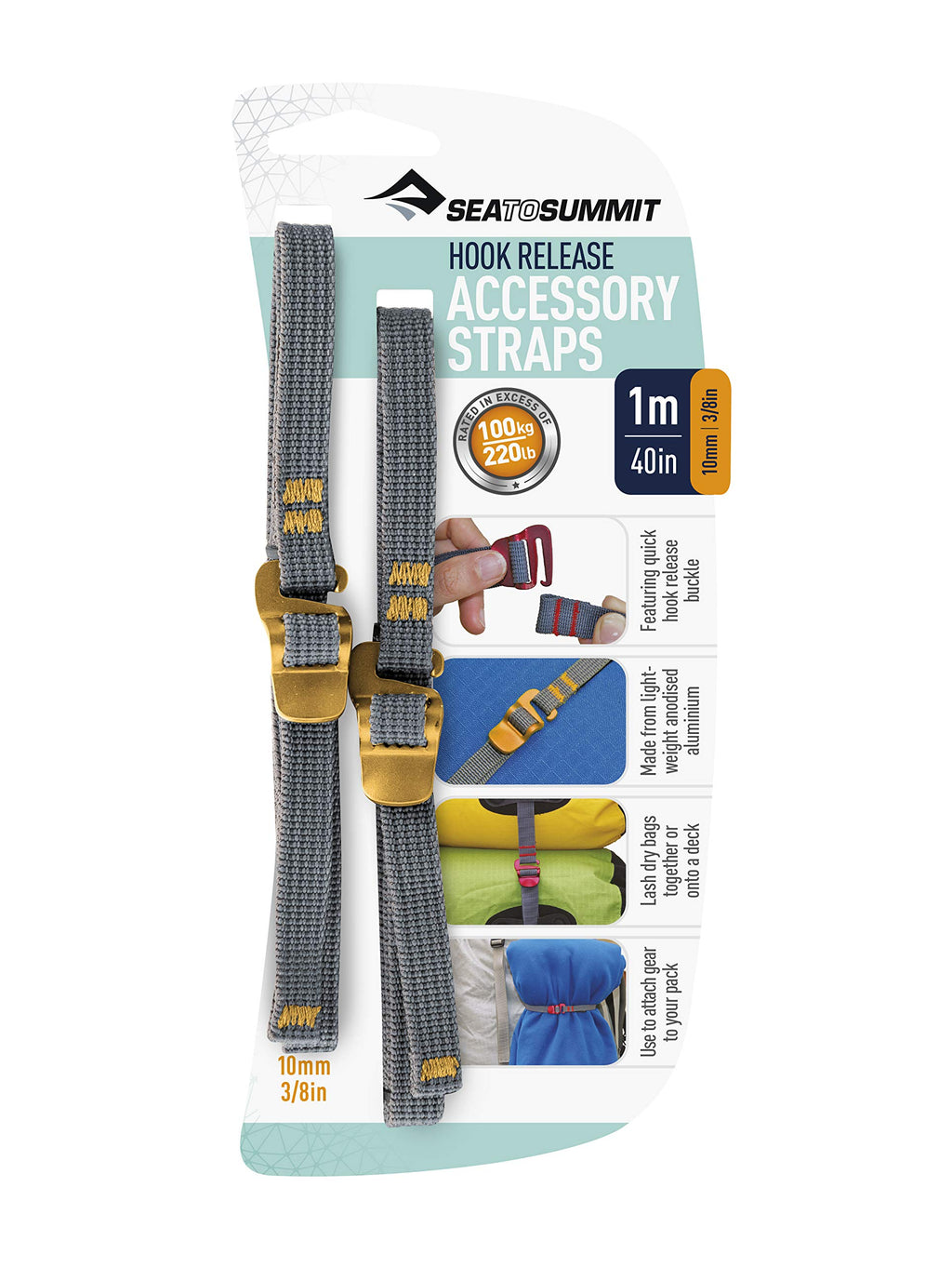 Sea To Summit Hook Release Accessory Straps (Pair), 3/8 X 40 Inches