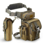 Jueachy Drop Leg Bag For Men Tactical Metal Detecting Thigh Pack With Water Bottle Pouch Tan