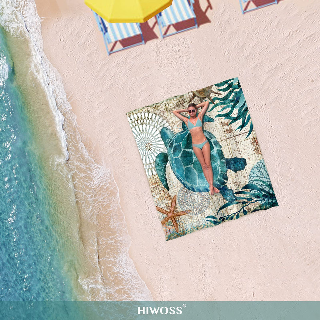 Hiwoss Beach Blanket Waterproof Sandproof Oversized 95Ax 80Asand Free Beach Mat With Corner Pocketsportable Mesh Bag For Beach F