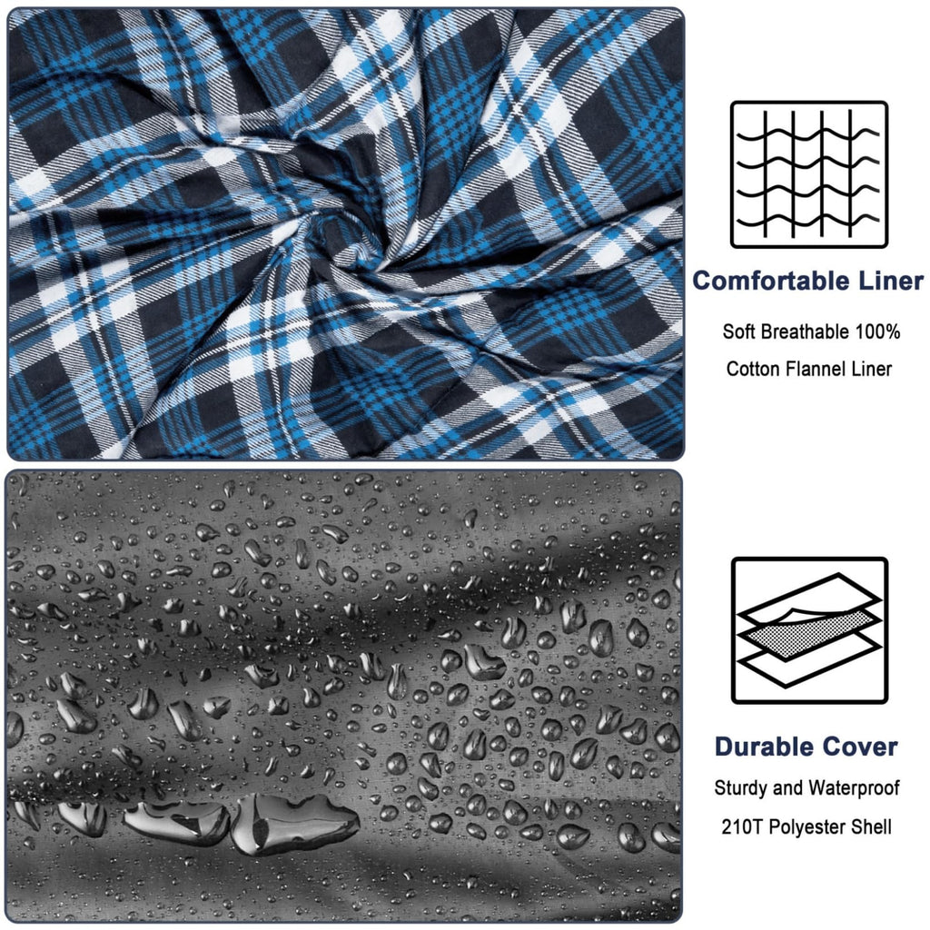 Forinbuy Winter Cotton Flannel Double Sleeping Bag,Queen Size Sleeping Bag For Adults, Cold Weather Waterproof 2 Person Sleeping