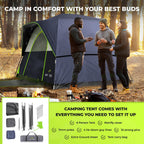 Arktrek 6 Person Tents For Camping-Robust Family Camping Tent Cabin W Ground Sheet, Rainfly Cover, Powerport-Comfy Large Quick,