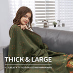 Acushla Merino Wool Blanket - Warm Thick Washable Large Bed Couch Outdoor Camping Sleeping Throw Blanket All Seasons, Myers Gree