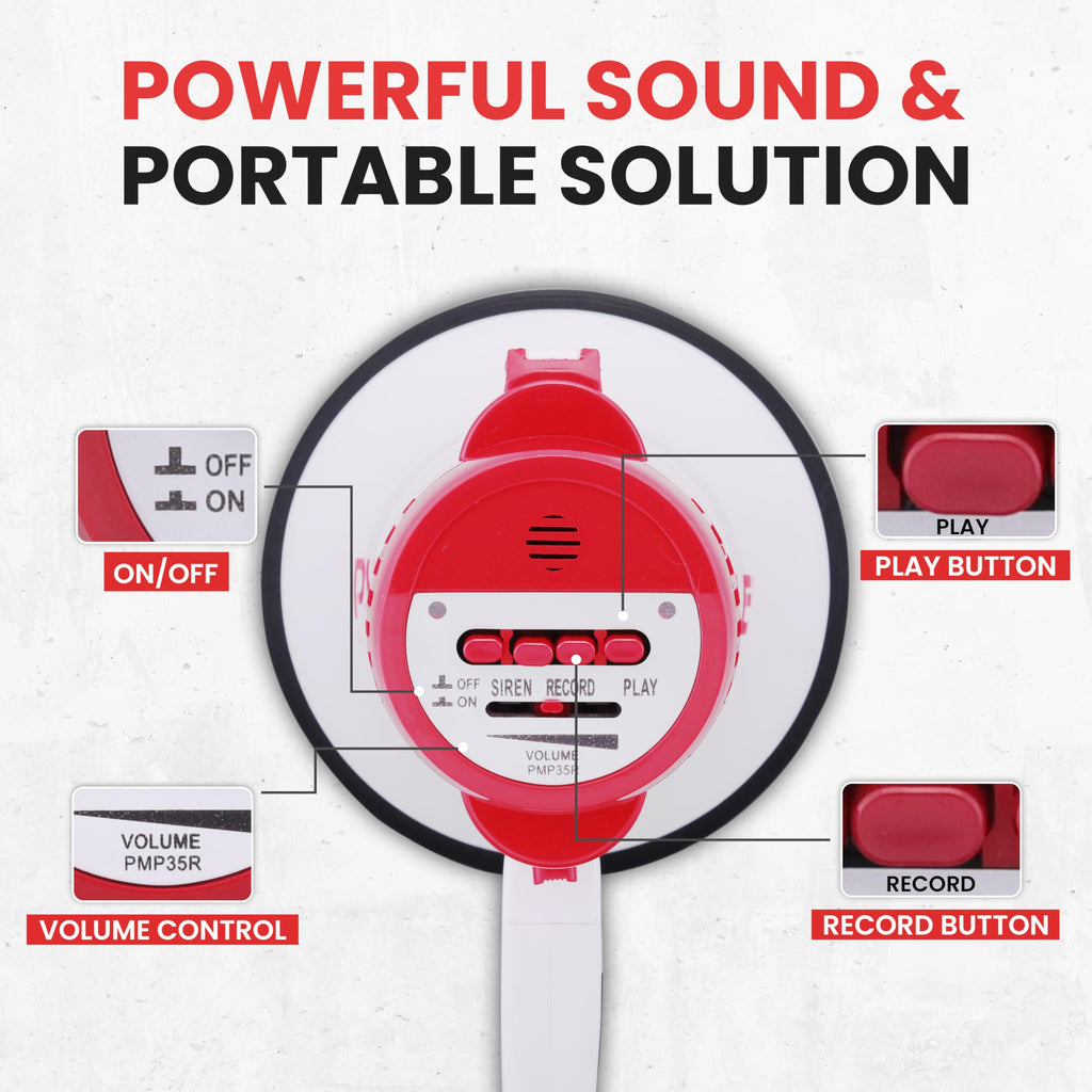 Pyle Megaphone Speaker Pa Bullhorn - With Built-In Siren 30 Watt Voice Recorder & 800 Yard Range - Ideal For Football, Soccer, B