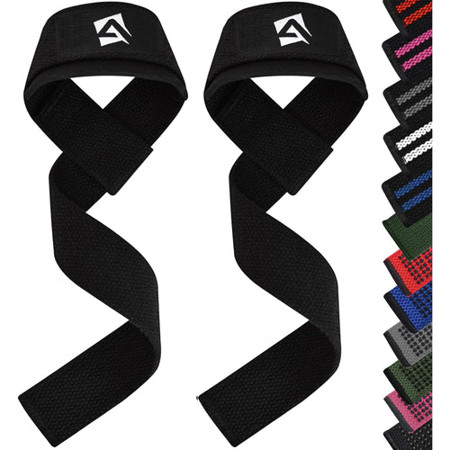 AQF Lifting Wrist Straps for Weightlifting, Powerlifting & Deadlifts - 23    Neoprene Padded Cotton Straps for Strength Training