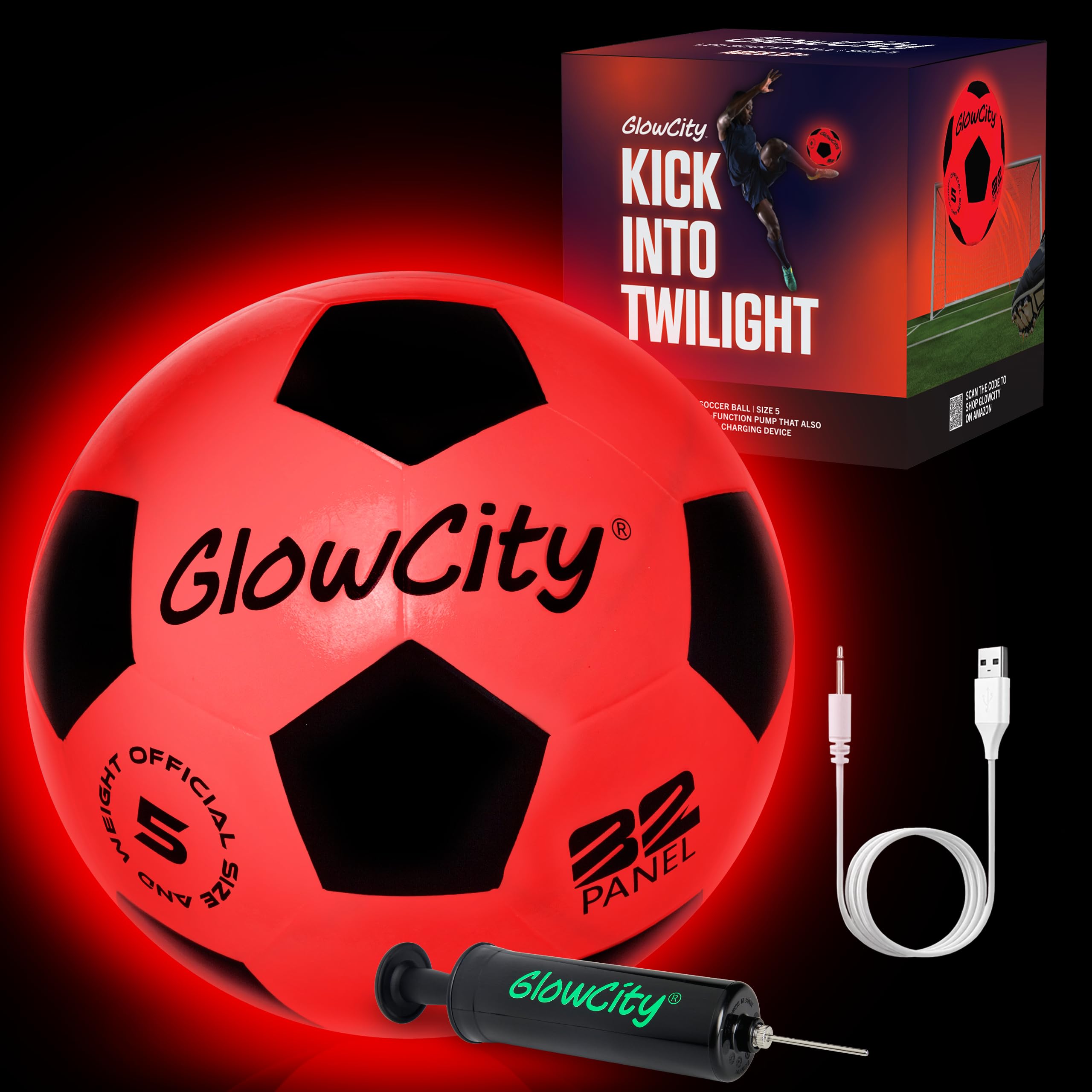 GlowCity Rechargeable Light Up Soccer Ball, Indoor/Outdoor Glow in The Dark Soccer Ball for Teen Boys Gifts - Sports Birthday Gi