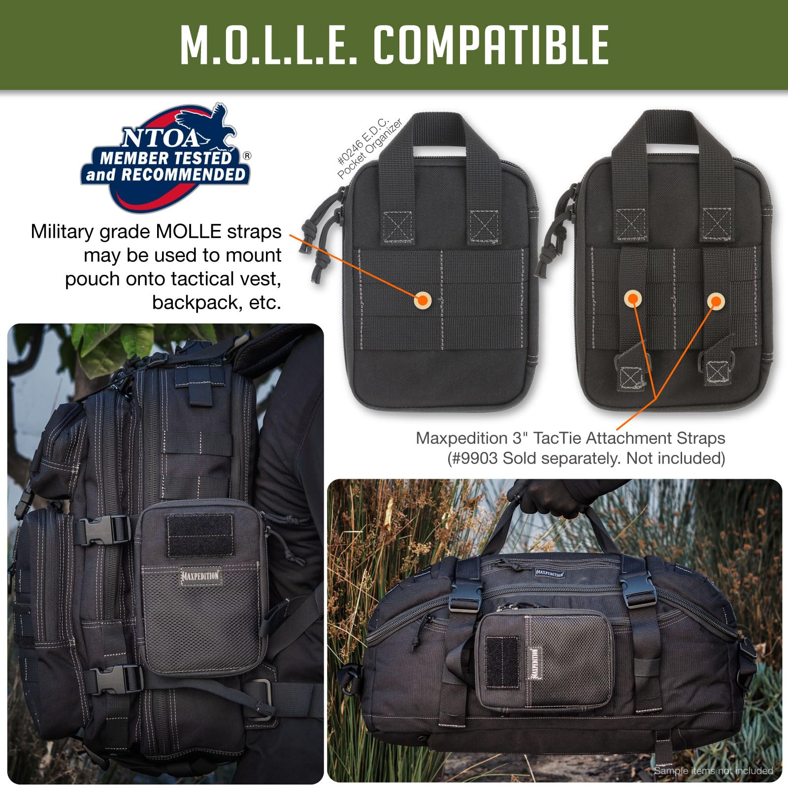 Maxpedition E.D.C. Pocket Organizer,Nylon (Black) 6x1x8