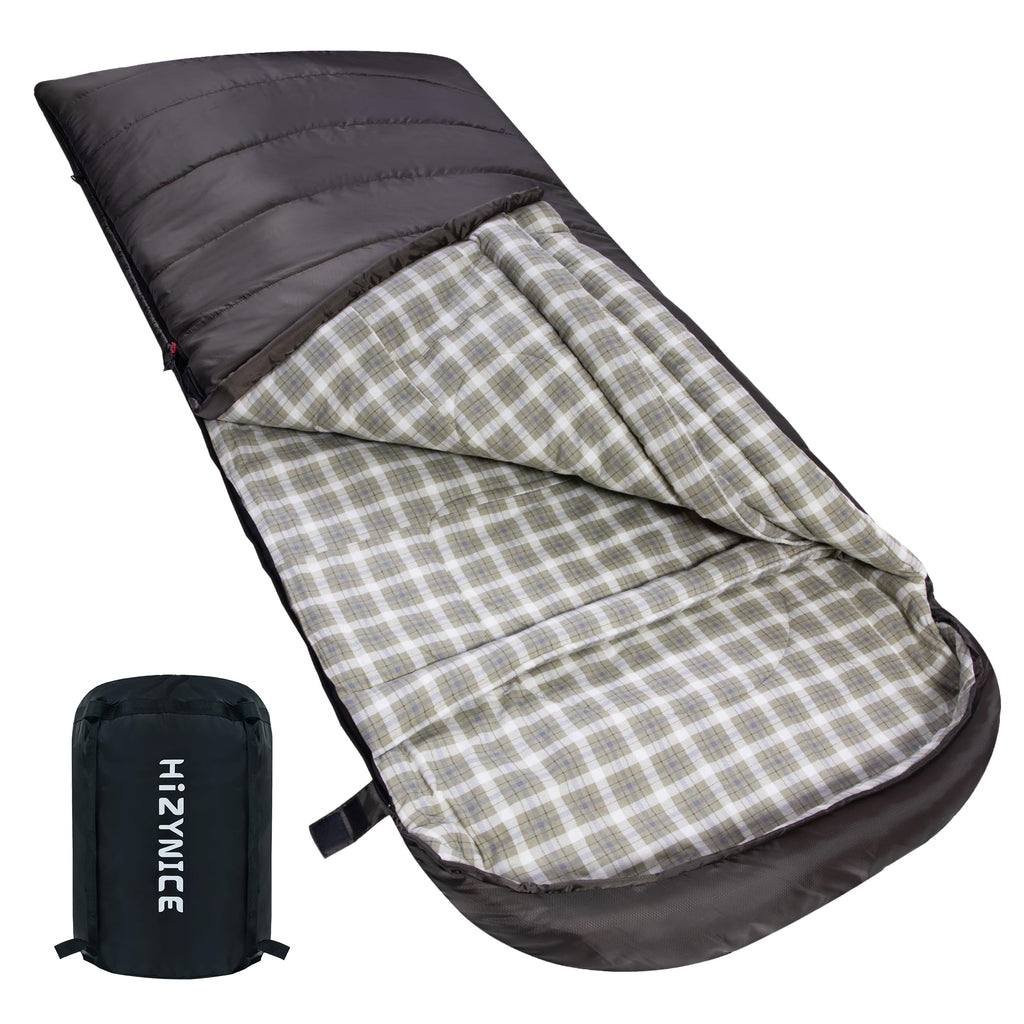 HiZYNICE Sleeping Bags for Adults Large Wide Cold Weather 20 Degree XL XXL Plus Size Oversized,Olive Brown Left Zip