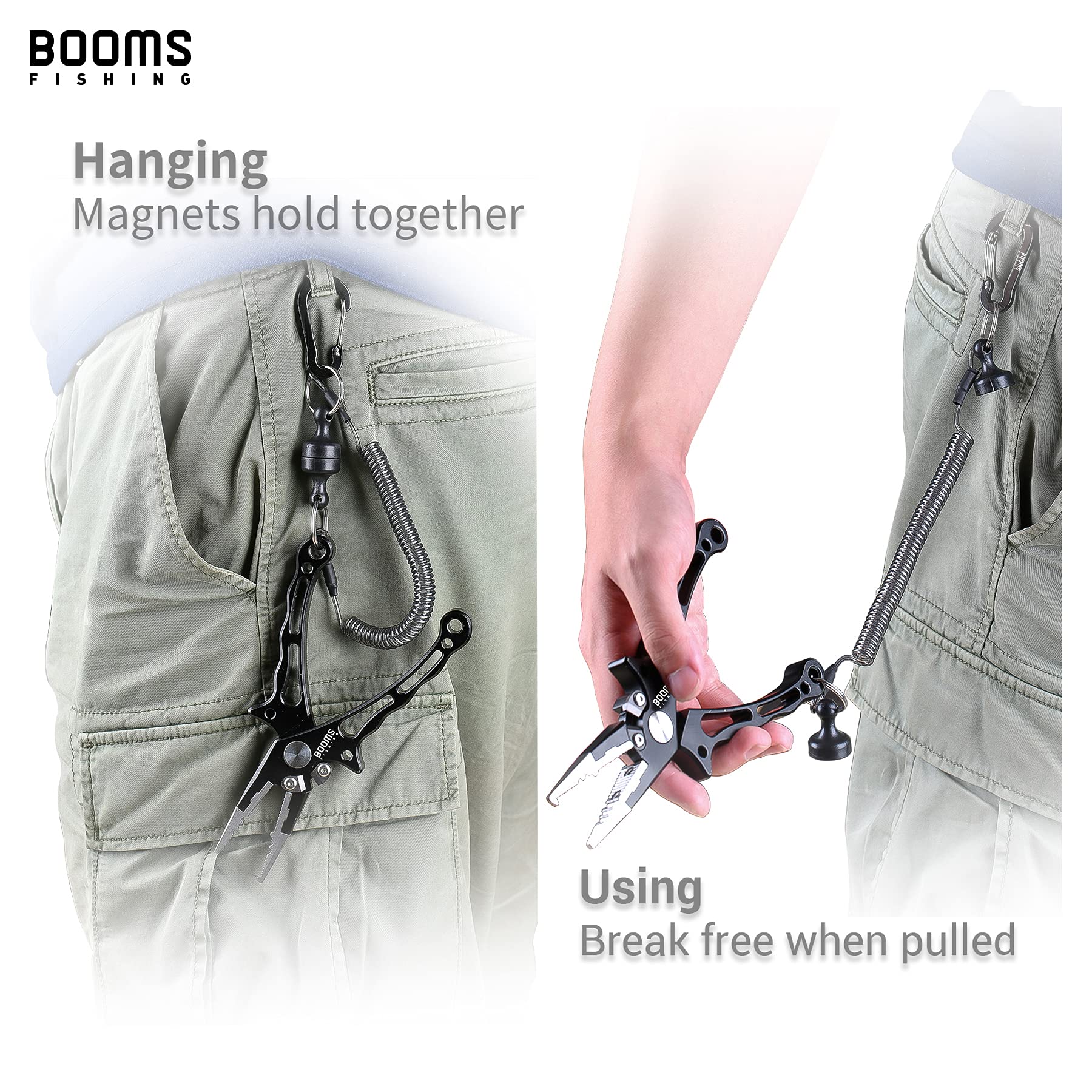 Booms Fishing Mrc Magnetic Net Release For Fly Fishing, Magnetic Quick Release Keychain, Magnet Clip Release With Coiled Lanyard