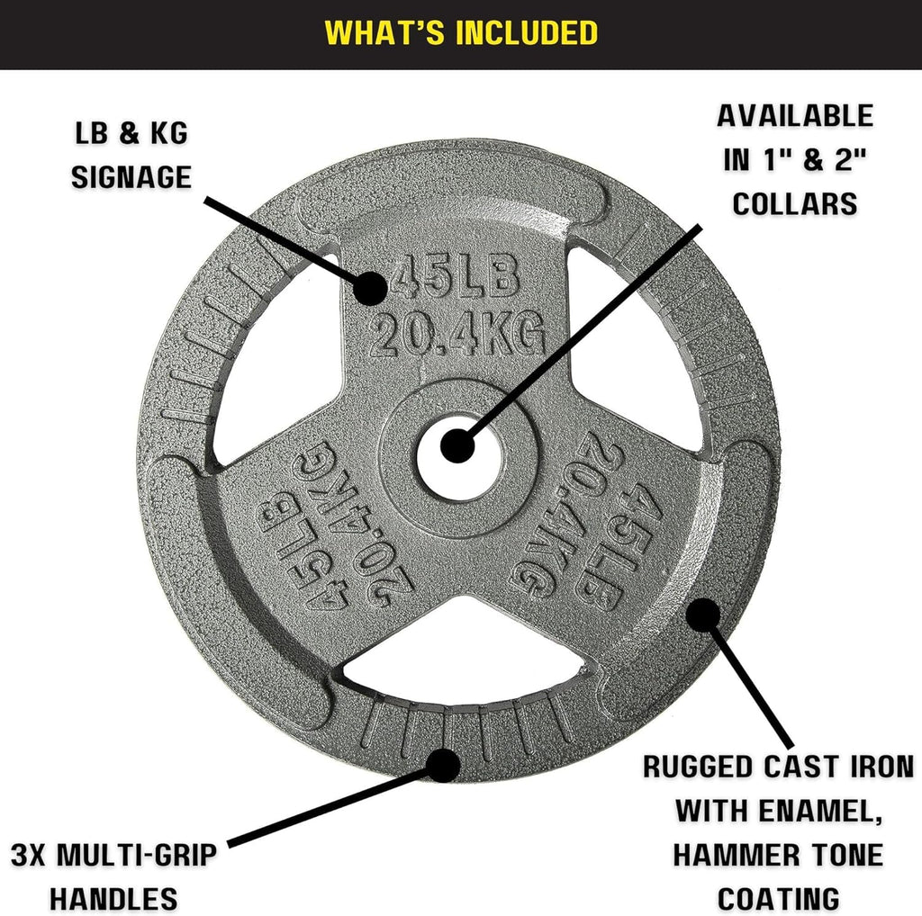 Hulkfit 2-Inch Iron Plate For Strength Training, Weightlifting, Single (5 Pounds), Silver