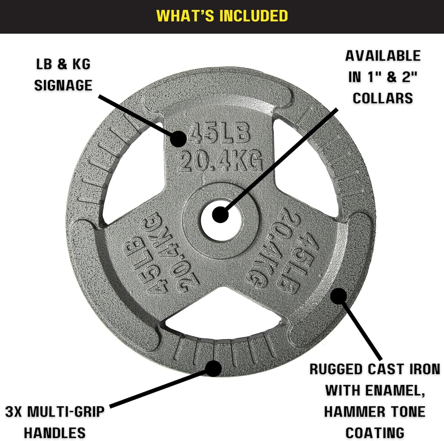 Hulkfit 2-Inch Iron Plate For Strength Training, Weightlifting, Single (2.5 Pounds), Silver