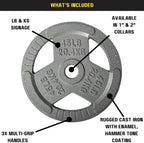 Hulkfit 2-Inch Iron Plate For Strength Training, Weightlifting And Crossfit, Single (25 Pounds), Silver