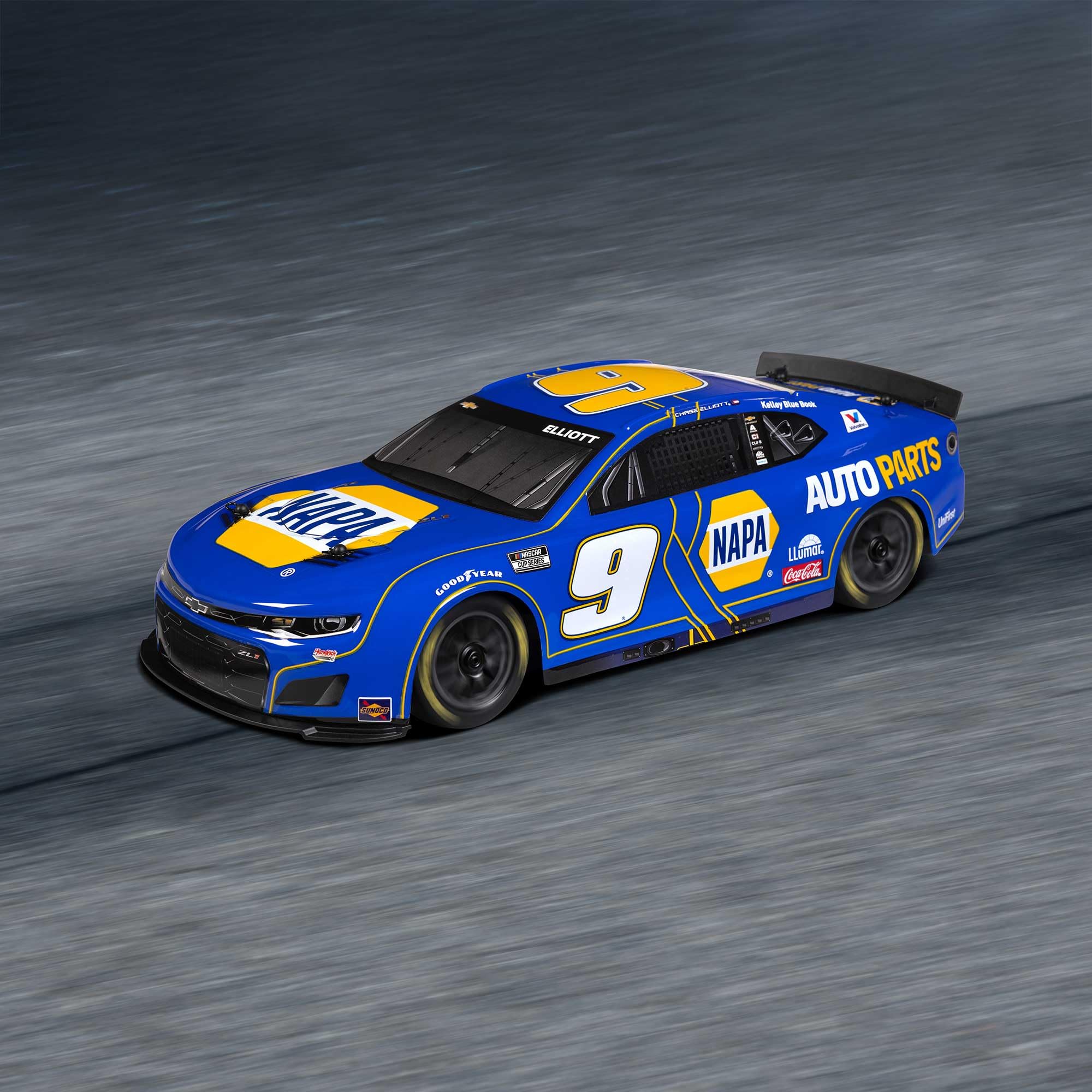 Losi 1/12 NASCAR RC Race Car Chase Elliott No. 9 2025 NAPA Chevrolet ZL1 2S AWD Brushed On-Road Battery & Charger Included Blue