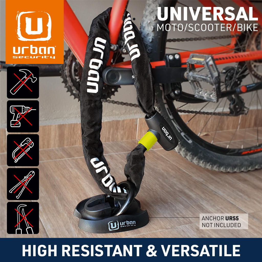 Urban Xk120 Bike Chain Lock, Anti-Theft Chain With Key, Motorcycle, Scooter And Bicycle Security Lock, Hardened Steel, 120 Cm, L
