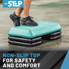 The Step (Made In Usa) Original Circuit Size Aerobic Platform With Teal Nonslip Platform And Four Original Black Risers