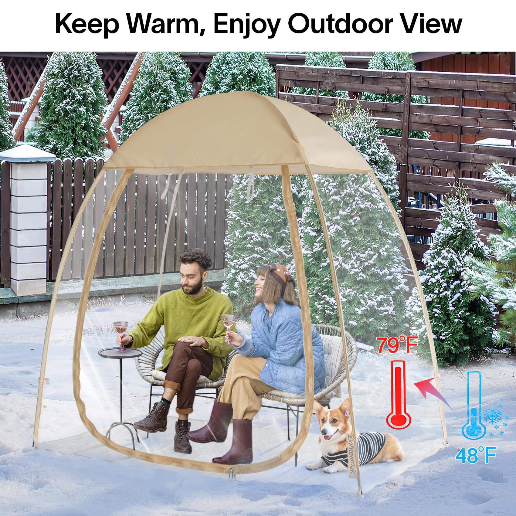 Eighteentek Clear Sports Tent 540 View Transparent Pvc House Room Greenhouse Camping Tent Canopy Gazebos Weatherproof Pop-Up Ten