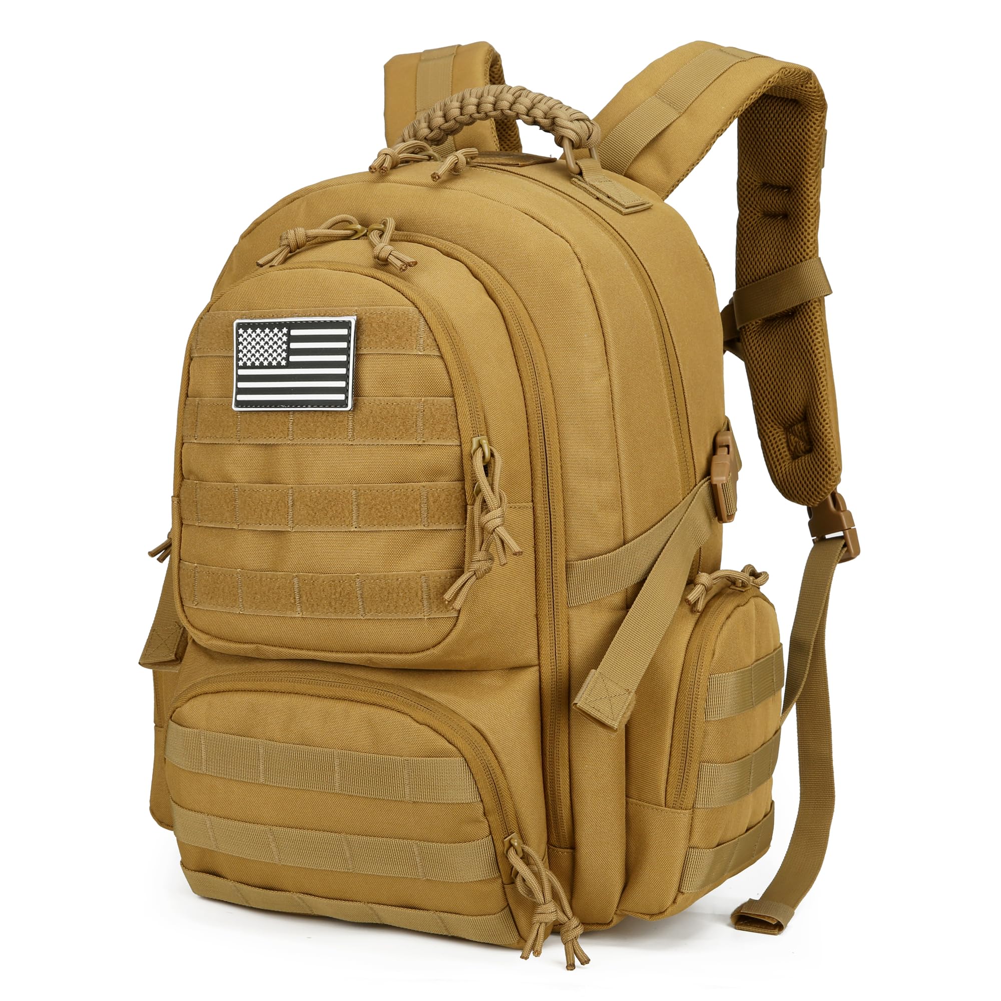 W WINTMING 30L Military Tactical Backpack for Men 3 day Assault Pack Molle Daypack Army Hiking Rucksack (Khaki)