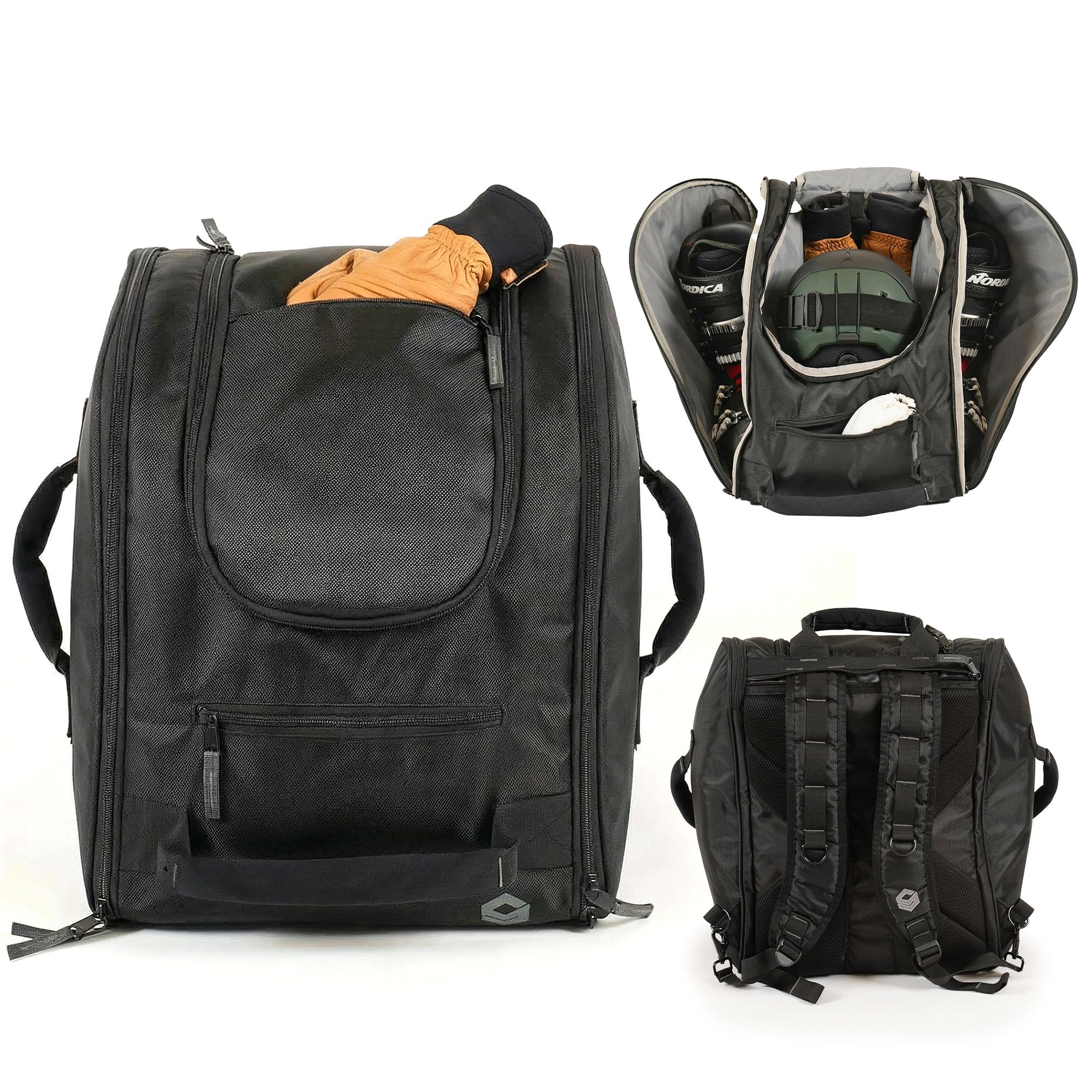 StoreYourBoard Ski Boot Bag Backpack for Ski Helmet & Snowboard Helmet - Waterproof Ski Bag with Compartments for Ski Goggles Me