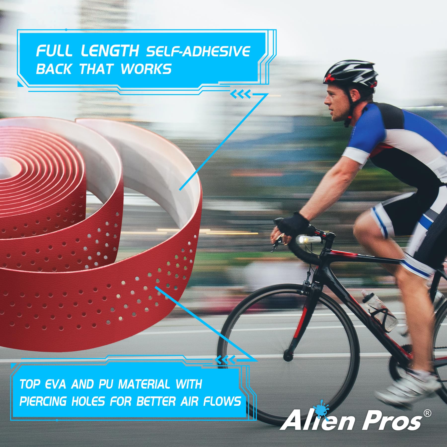 Alien Pros Bike Handlebar Tape Brown New Model Ep+ (Set Of 2) - Wrap Your Bike For An Awesome Comfortable Ride - Enhance Your Bi