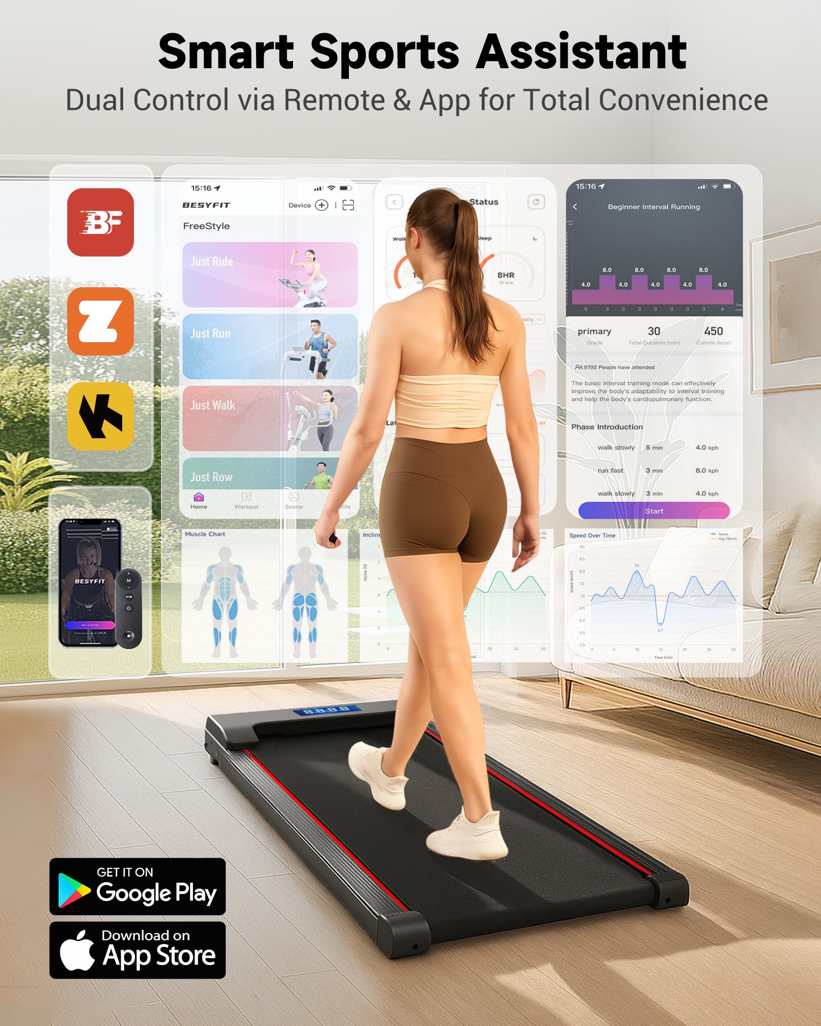 Hartwares Neosilent Walking Pad Treadmill Under Desk For Home With Bldc Core And Extra-Large Belt, App And Remote Control, Porta