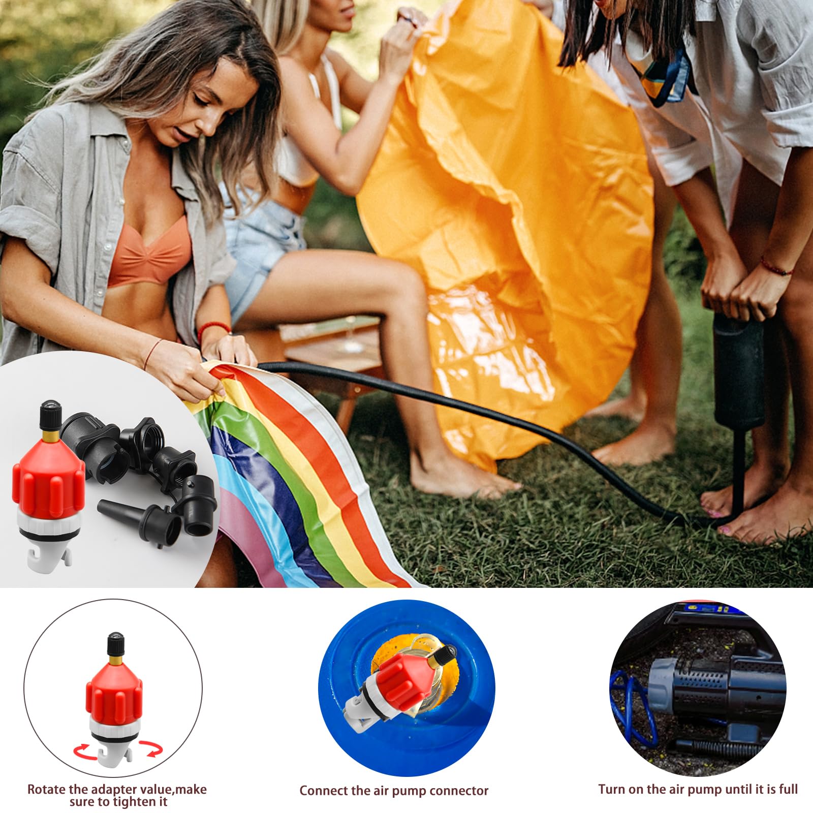 Inflatable Sup Pump Adaptor, Paddle Board Sup Valve Adapter With 9 Standard Conventional Air Pump Adapter For Inflatables, Paddl