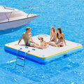 SPECRAFT 6x6 ft Inflatable Floating Dock with Non-Slip Surface, Detachable Ladder, Multi-Person Swim Platform for Pool, Beach, O