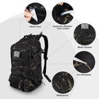 Jueachy Tactical Backpack For Men Hiking Day Pack Molle Military Rucksack Waterproof 30L Edc Bag With Usa Flag Patch Black Cp St