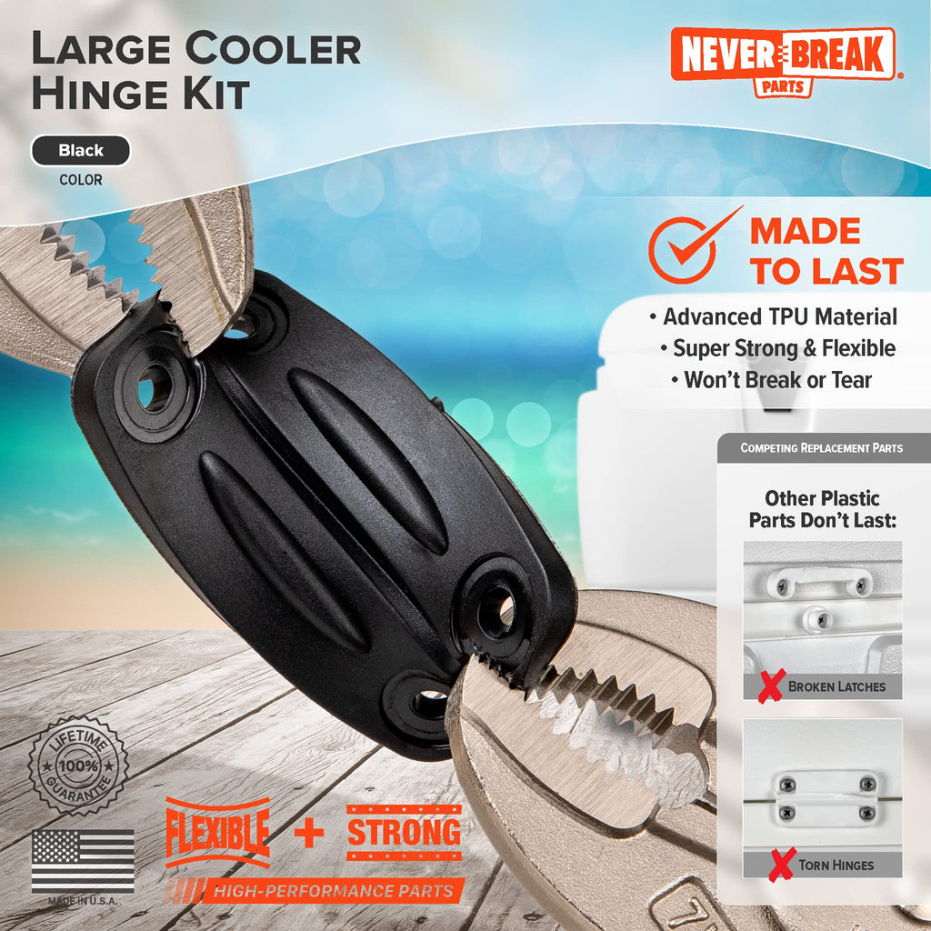 Neverbreak Parts - 3 Pack Black Igloo Cooler Hinges Replacement With Screws  High Strength Igloo Cooler Replacement Parts  Igloo