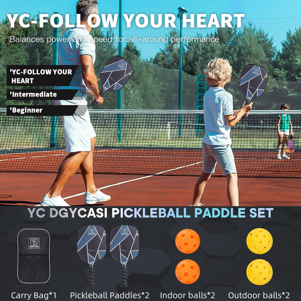 Yc Dgycasi Graphite Pickleball Paddles Set Of 2, 2023 Usapa Approved, Carbon Fiber Surface (Chs), Polypropylene Honeycomb Core,