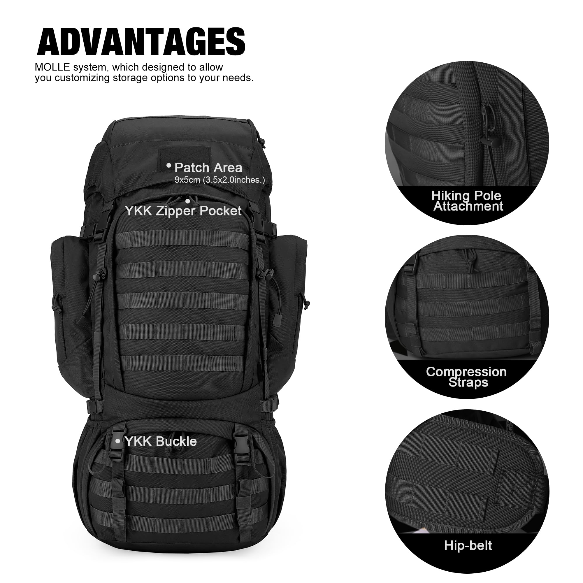 Mardingtop 60L Military Internal Frame Backpack For Hiking,Camping,Hunting,Rucksack Backpack With Rain Cover