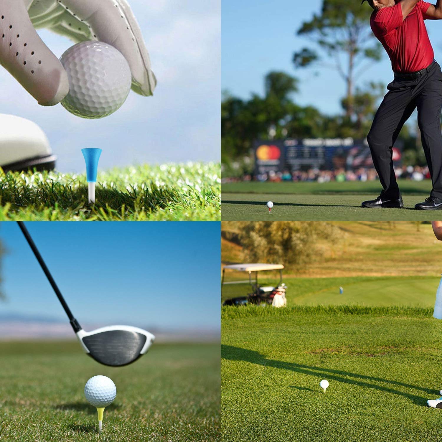 Rubber Cushion Top Plastic Golf Tees Mixed Colors Pack Of 50Pcs (2-3/4'')