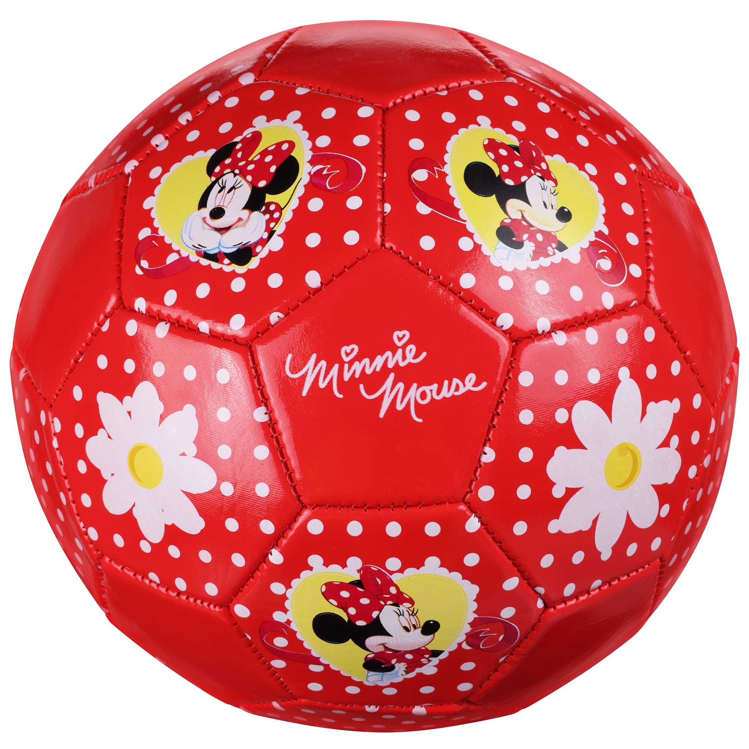 Disney Minnie Mouse Kids Soccer Ball Size 3, Dots and Daises Officially Licensed Futbol for Boys and Girls Soccer Players, Red