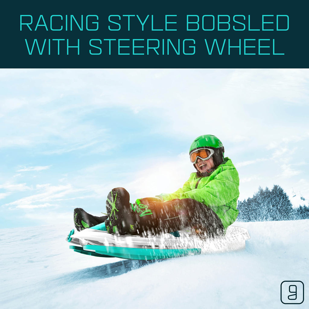 Gizmo Riders Stratos Snow Bobsled for Kids- 2 Person Steerable Snow Sled for Ages 3 and Up (Nimbus Ice Blue), (GRSTR-ASSORT)