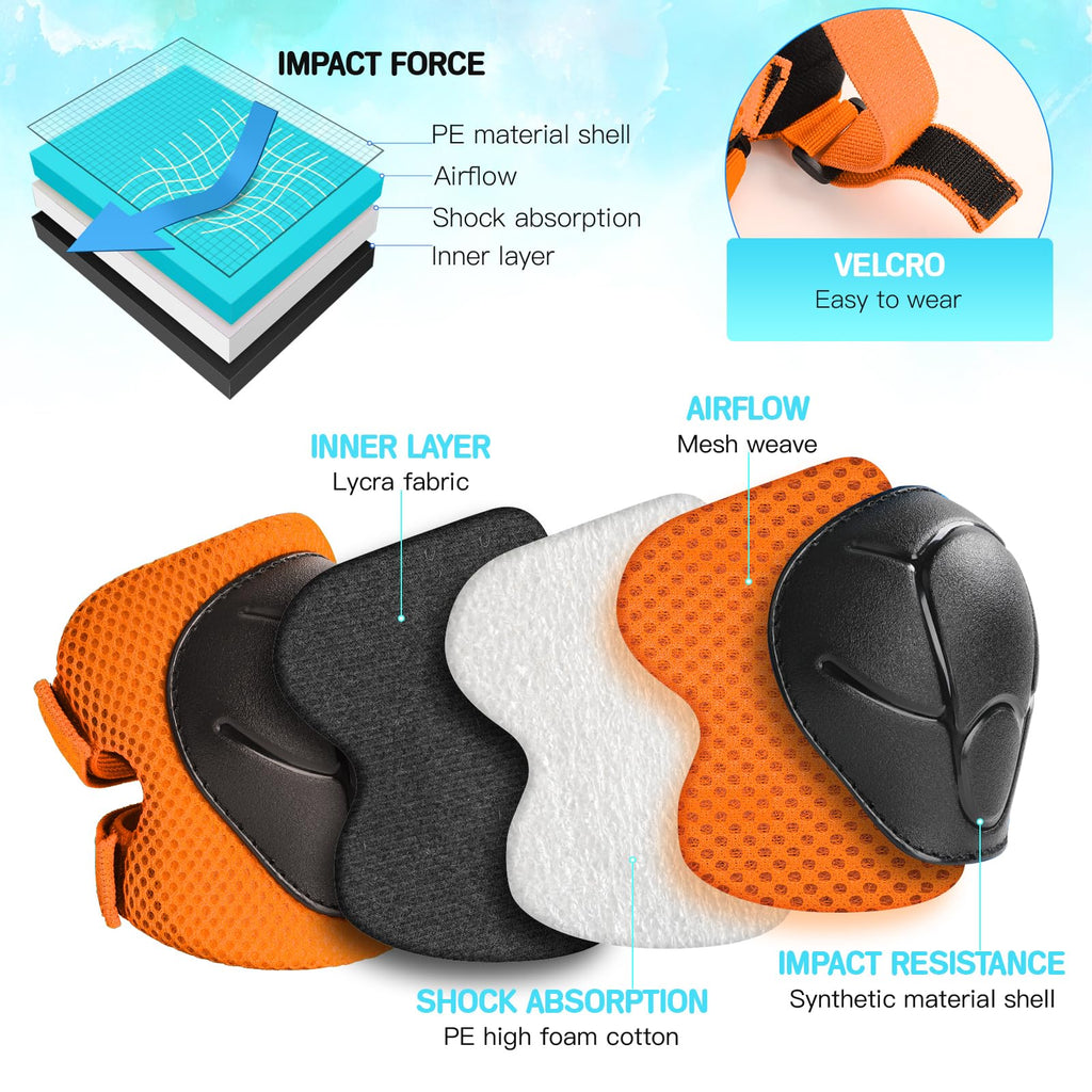 Wemfg Kids Protective Gear Set Knee Pads For Kids 3-8 Years Toddler Knee And Elbow Pads With Wrist Guards 3 In 1 For Skating Cyc