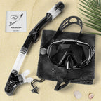 Snorkel Set, Dry Top Snorkeling Gear For Adults, Panoramic Anti-Leak And Anti-Fog Tempered Glass Lens, Adults Adjustable Snorkel