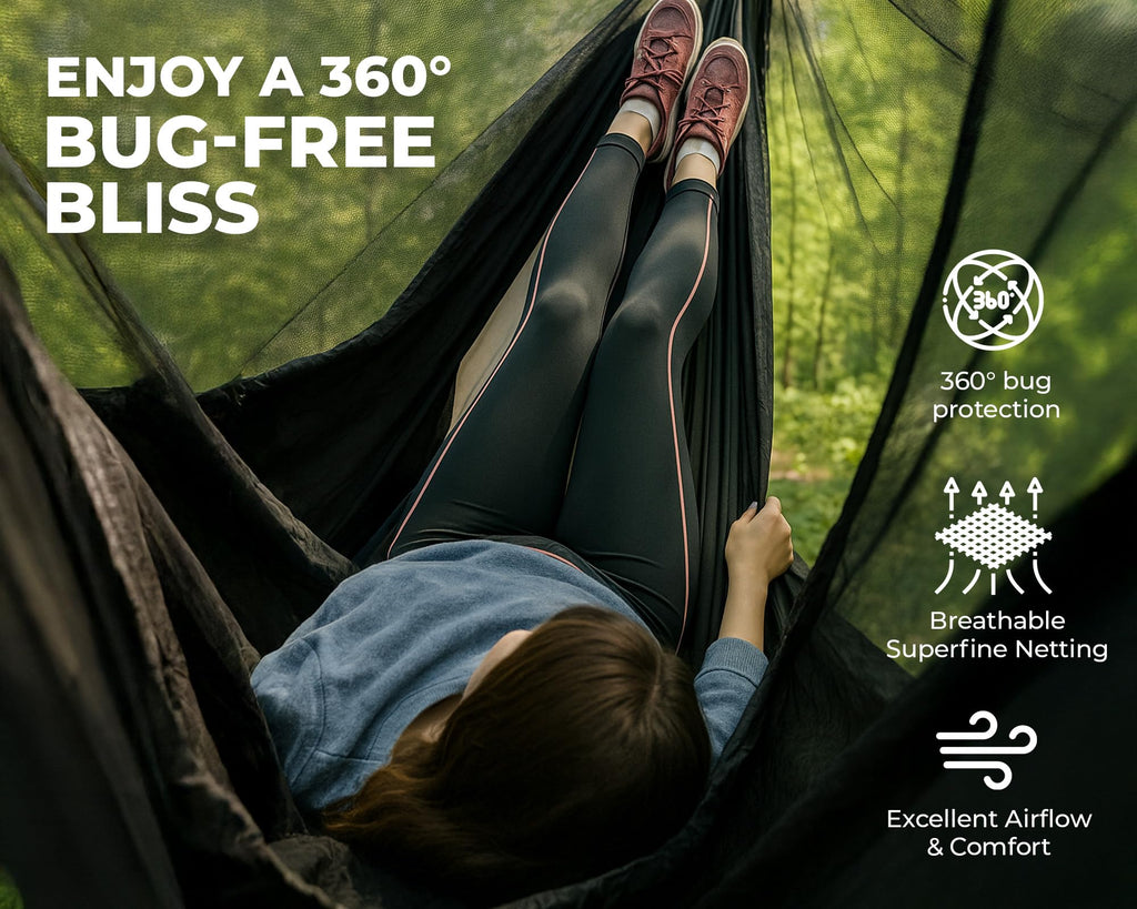 Foxelli Xl Hammock Net - 12Ft Net For Hammocks, Lightweight Portable Hammock Netting, Fast And Easy Set Up, Fits All Camping Ham