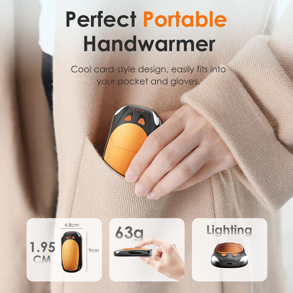 Nebafits Hand Warmers Rechargeable 2-Pack, Reusable Portable Magnetic Pocket Heater, USB 2-in-3 Hand Warmer, Suitable for Men an