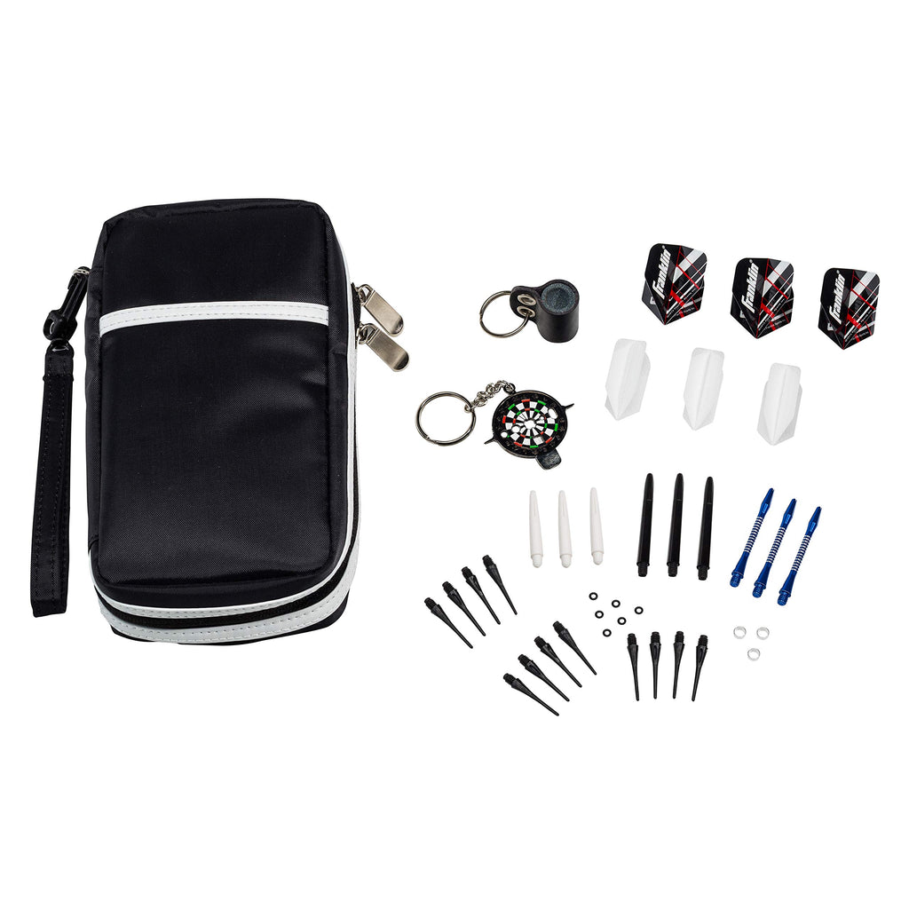 Franklin Sports Dart Maintenance Kit For Soft Tip And Steel Tip Darts - Comes With Handy Carrying Case And Stone Sharpener,Black