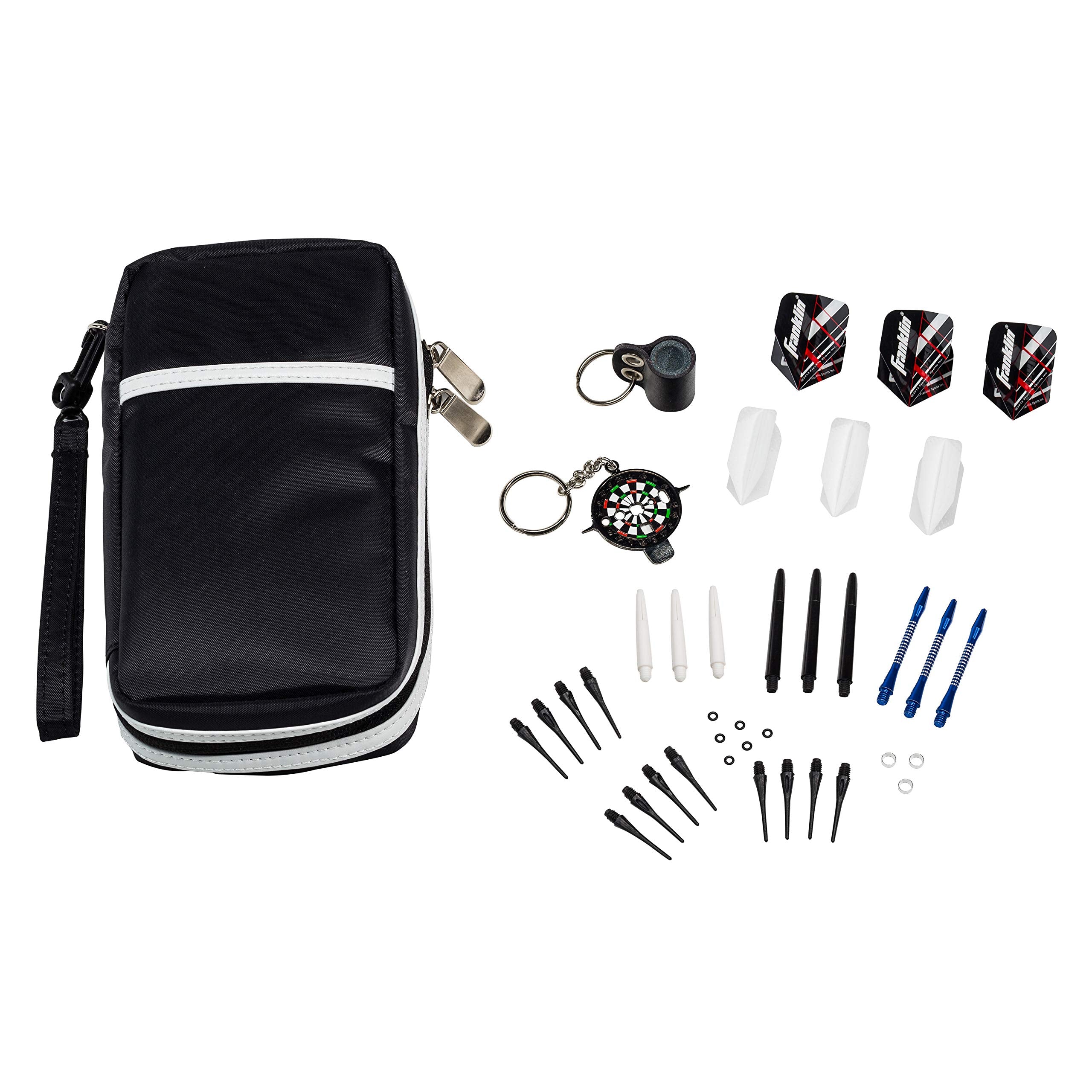 Franklin Sports Dart Maintenance Kit For Soft Tip And Steel Tip Darts - Comes With Handy Carrying Case And Stone Sharpener,Black