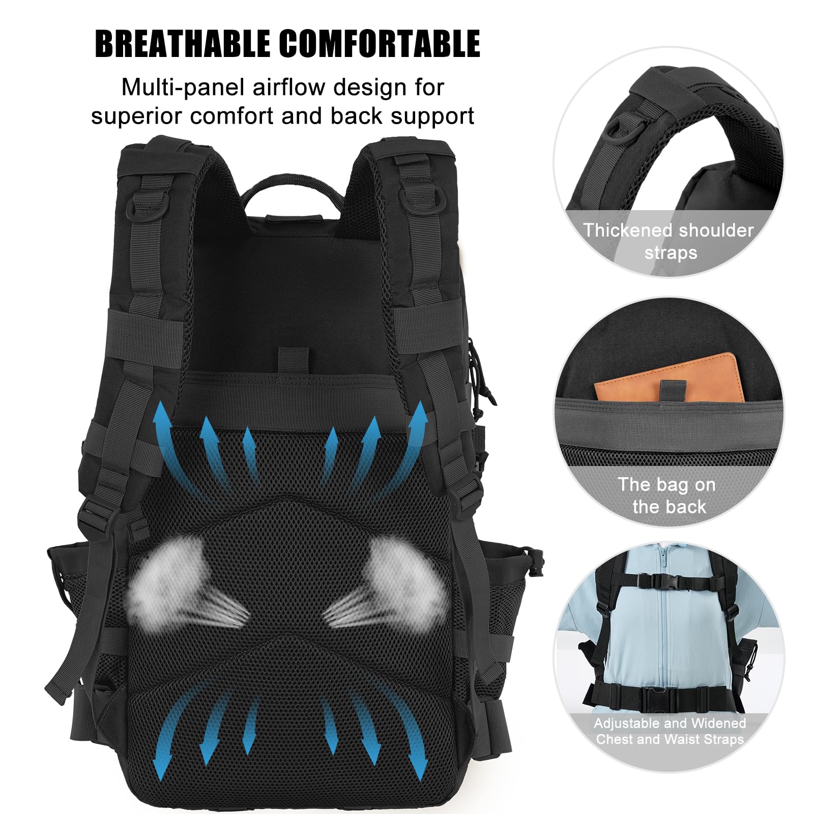 kookoomia 50L Military Tactical Backpack Large Day Backpack for Men Molle Army 3 Days Assault Pack Bug Out Bag Water Resistant a