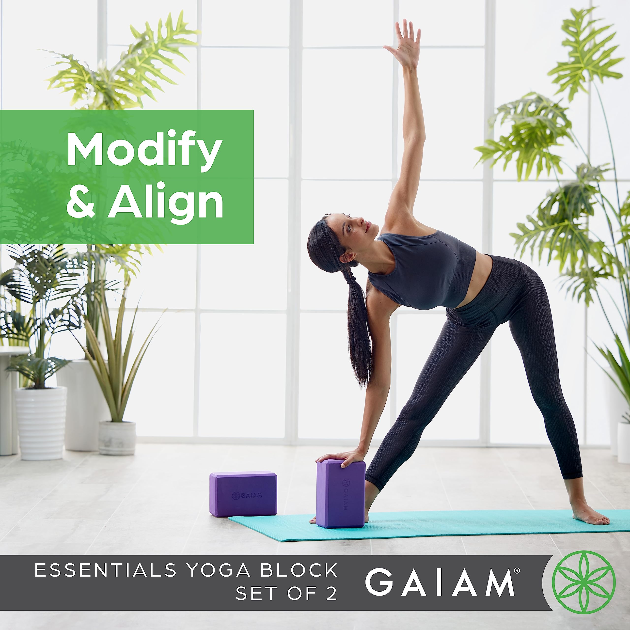 Gaiam Essentials Yoga Block (Set Of 2) - Supportive Foam Blocks - Soft Non-Slip Surface For Yoga, Pilates, Meditation - Easy-Gri
