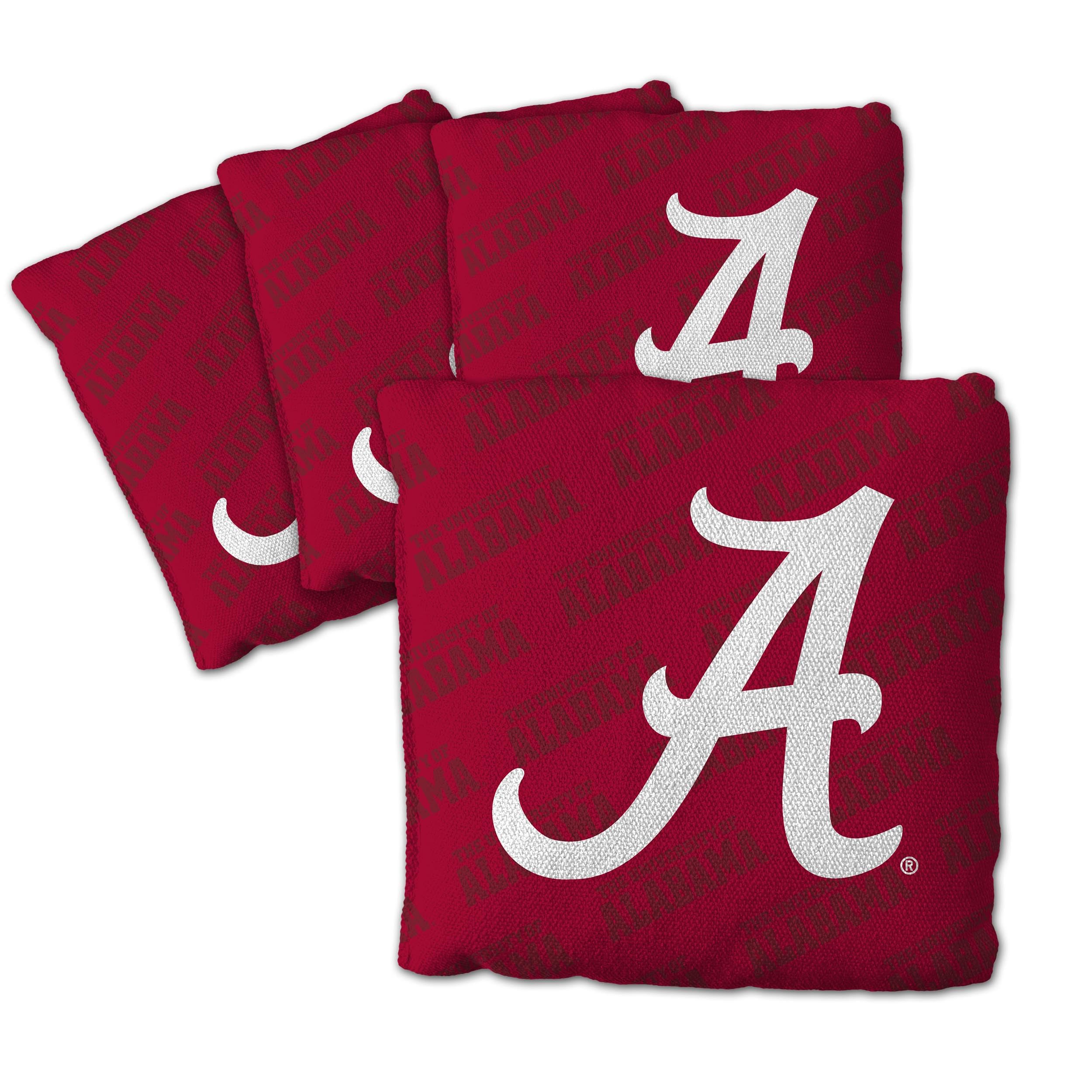 YouTheFan Officially-Licensed NCAA Alabama Crimson Tide Set of 4 Cornhole Bags - All Weather Regulation 6    x 6    Size - 16oz 