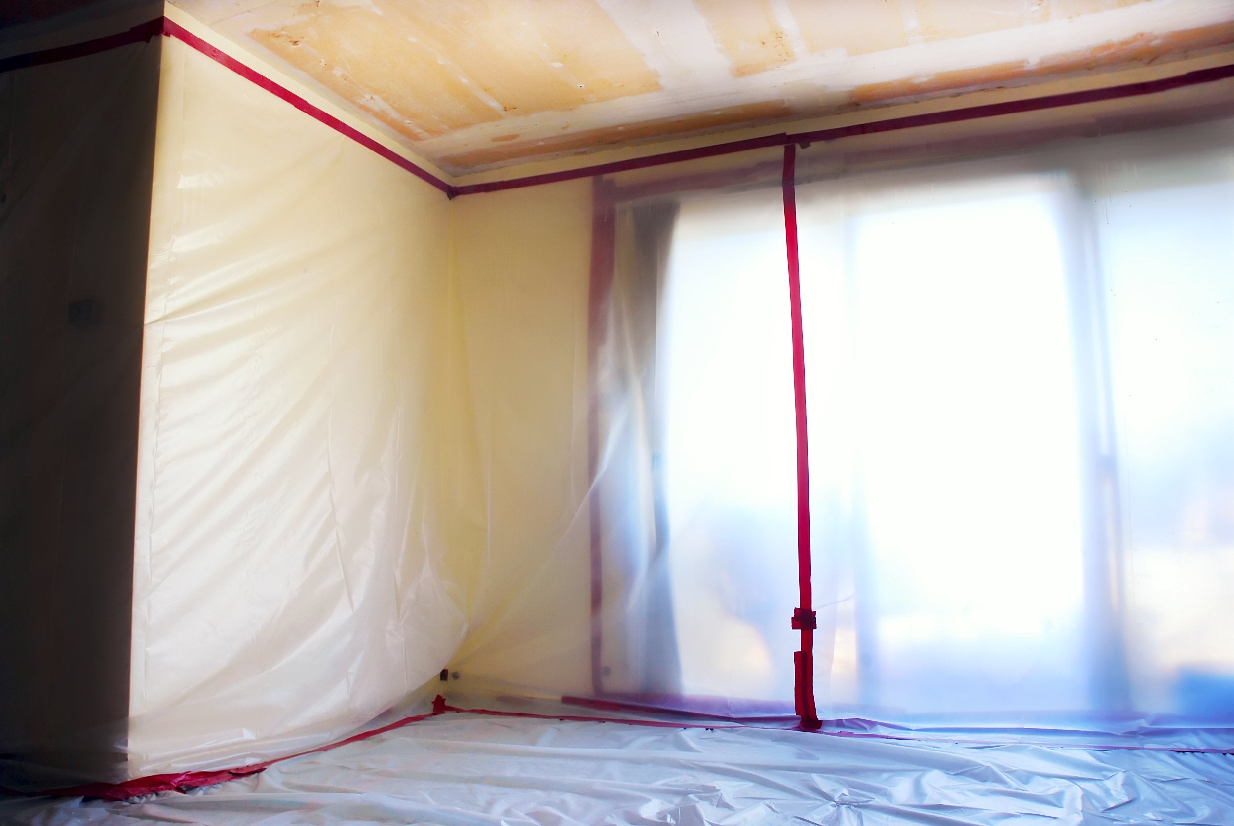 Painters Plastic Drop Cloth 6 Pack, 9X12 Feet, Plastic Tarp Dust Cover, Plastic Covers For Furniture, Plastic Drop Cloth For Pai