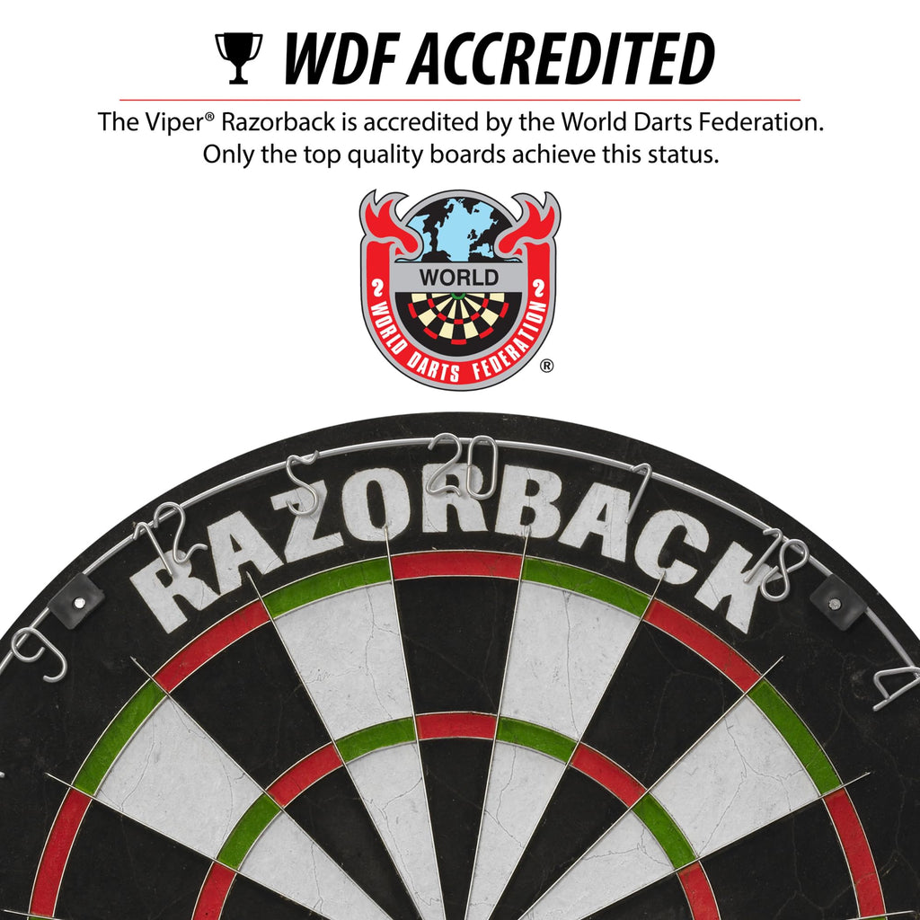 Viper Razorback Wdf Accredited, Official Competition Bristle Steel Tip Dartboard Set W/ Staple-Free Razor Thin Spider Wire Self-