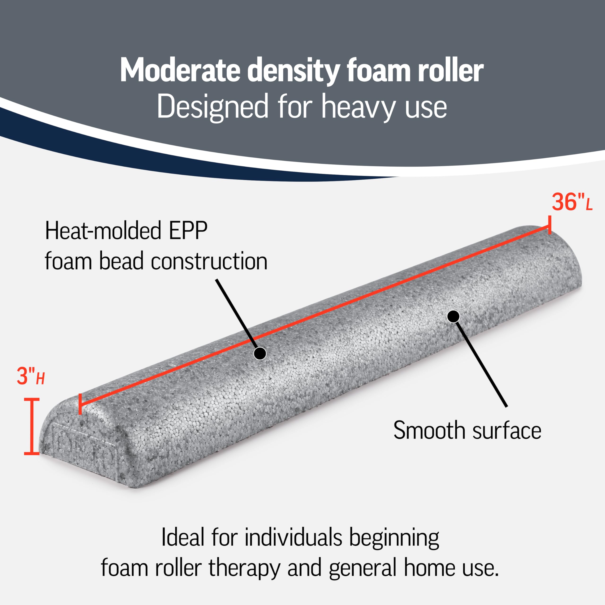 Optp Silver Axis Foam Roller, Moderate Density For Sports Medicine, Physical Therapy, Pilates, Yoga - Myofascial Release On Trig