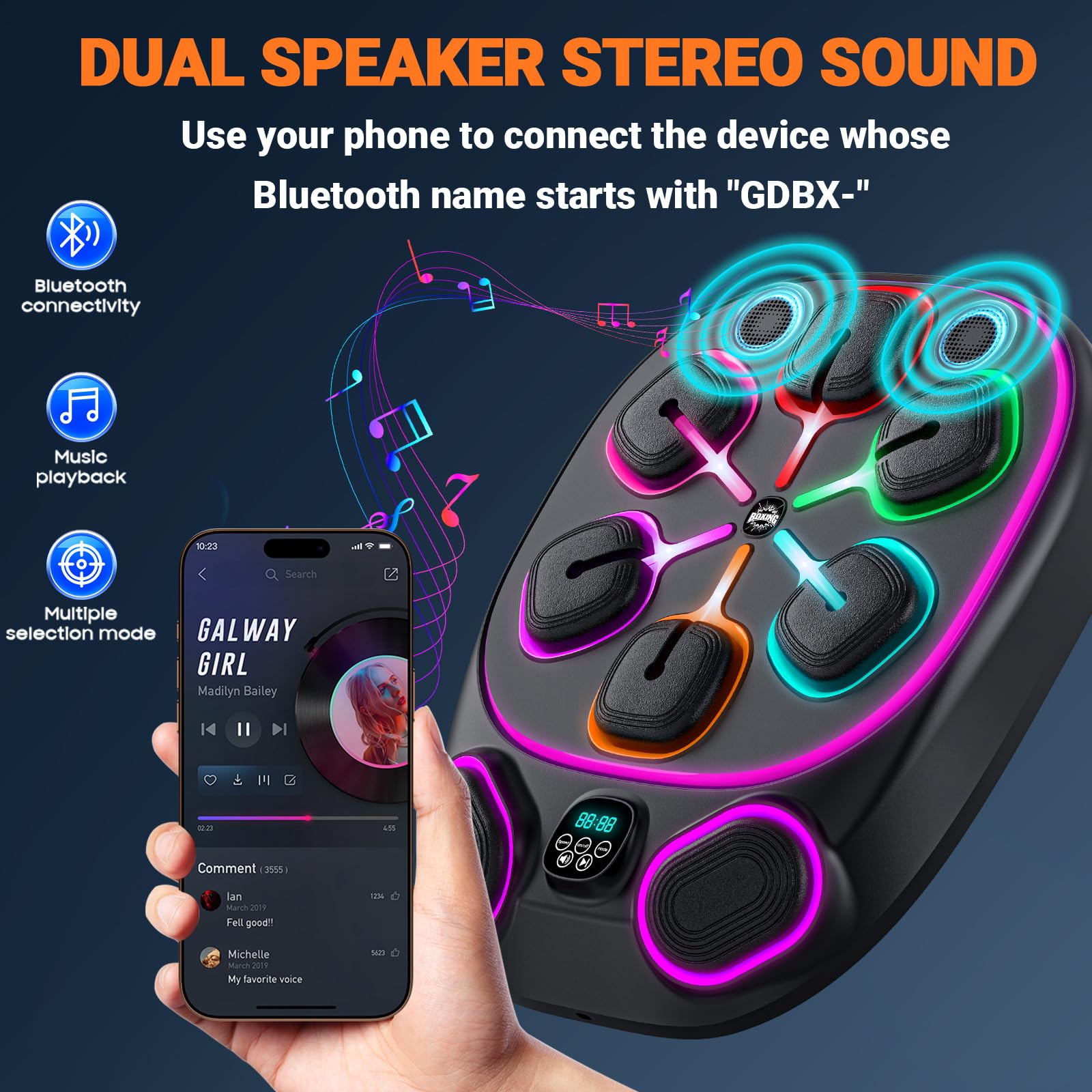 Ourstarry Large Size Smart Music Boxing Machine For Adults And Kids, Training Machine With Led Electronic Wall Mounted, Home Ind