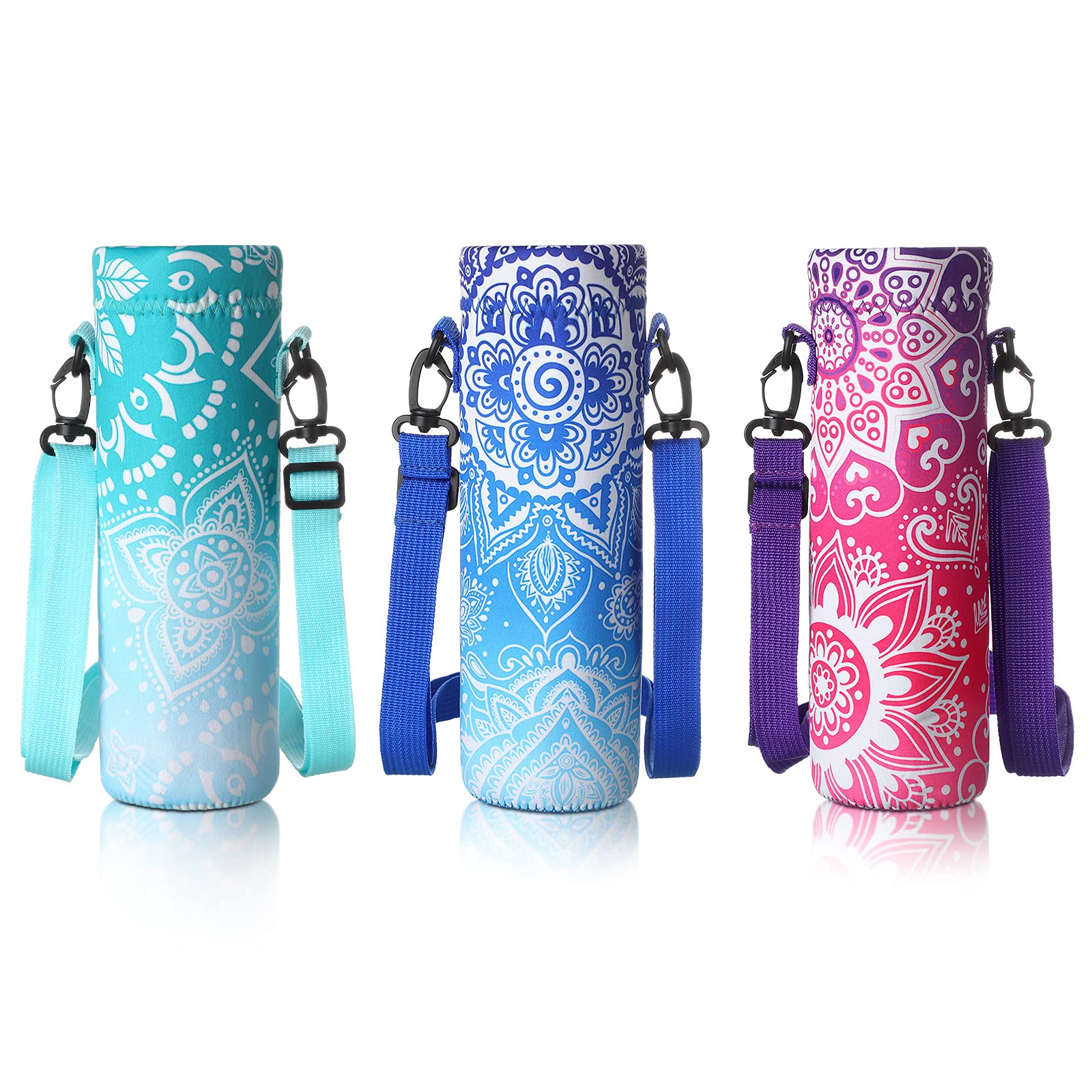 Chengu 3 Pack 25 Oz Neoprene Water Bottle Carrier Bag With Adjustable Shoulder Strap Water Bottle Holders For Adults Sports Gym