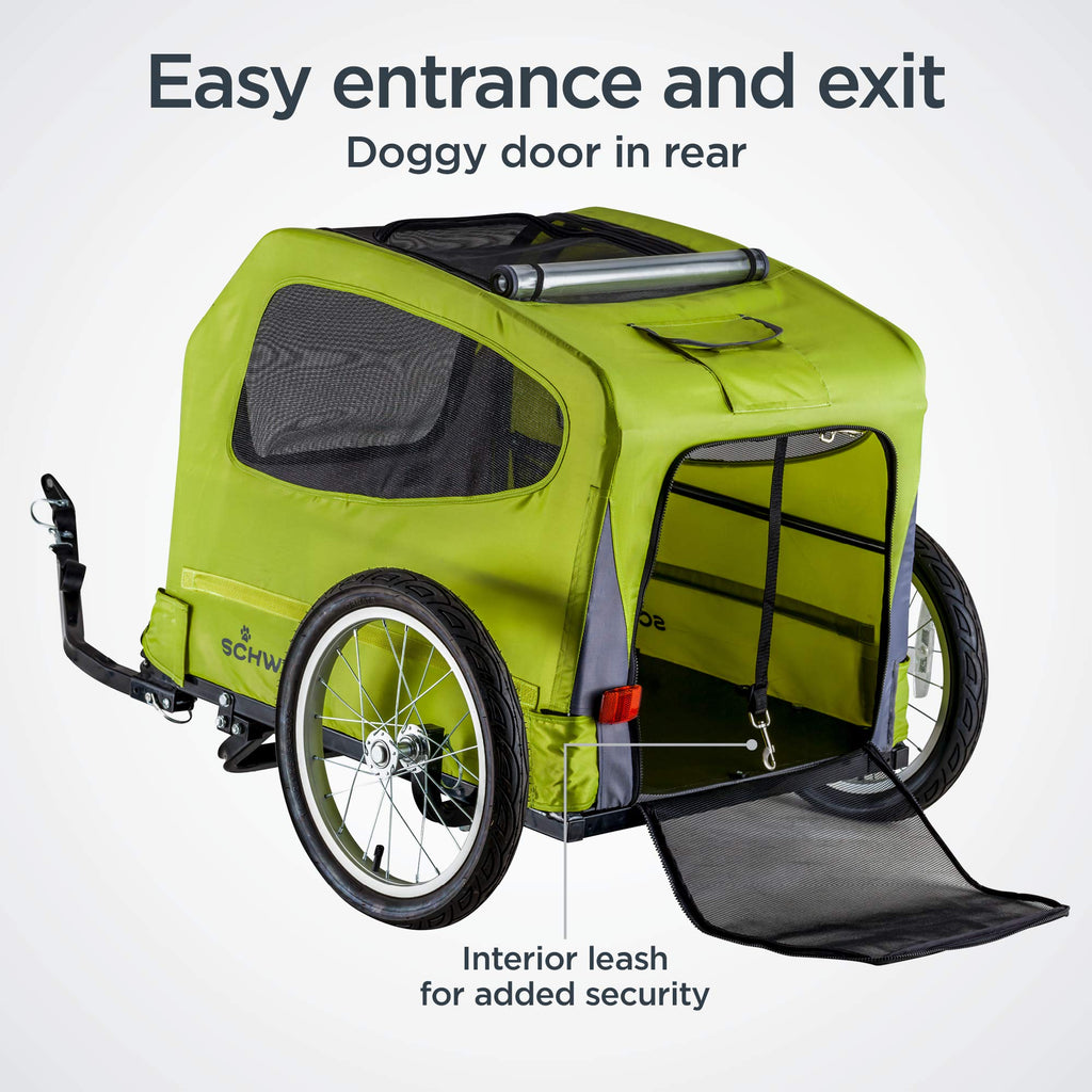 Schwinn Rascal Bike Pet Trailer, For Small And Large Dogs, Tow With Bicycle, Large (Up To 100Lbs), Green