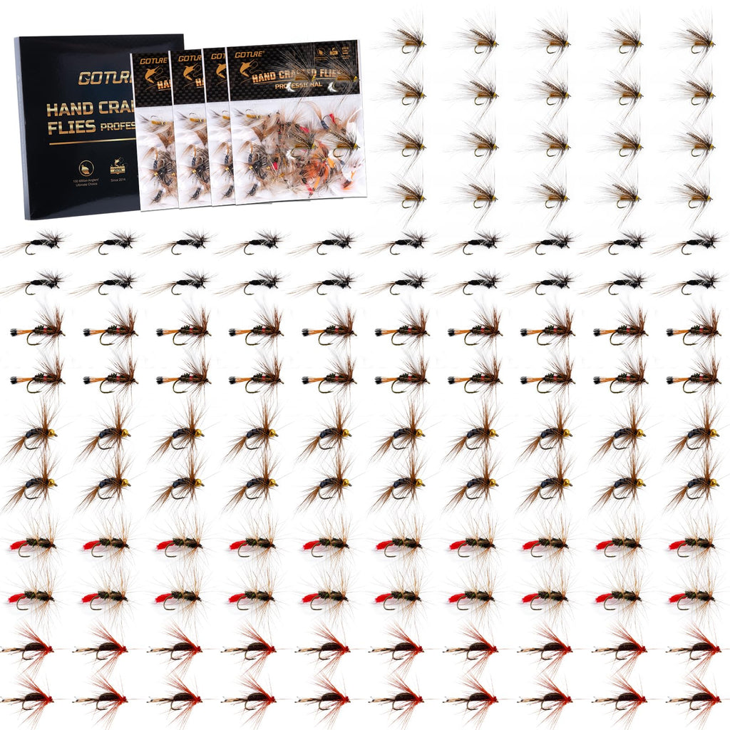 Goture Fly Fishing Flies,120Pcs Fly Fishing Lures With Tackle Box,Dry,Wet,Streamers Nymphs Flies Assortment Kit For Bass Trout P