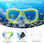 Kids Snorkel Set Dry Top Snorkeling Gear For Kids Youth Boys Girls Junior Age 5-15,Tempered Glass Swimming Diving Mask And Snork